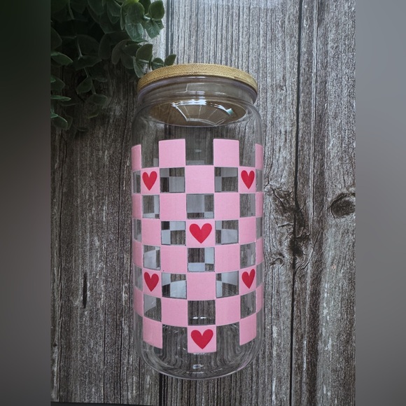 Other - Pink and Red Heart Plastic Jar